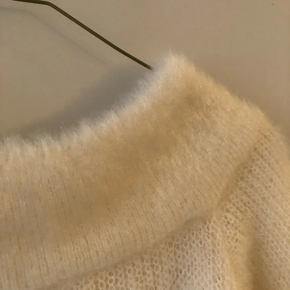 SOLD - Cream Fuzzy Off Shoulders Sweater - Picture 2 of 3
